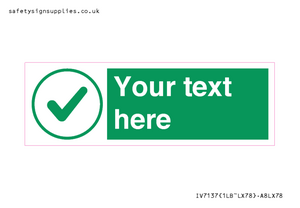 Custom green background, green tick in circle sign